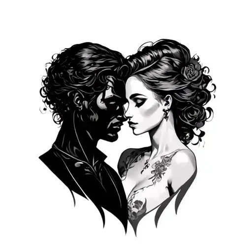 man woman dark romance tattoo design idea