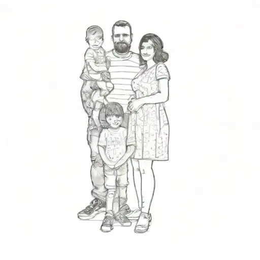 a family posing for a picture mom dad tattoo design idea