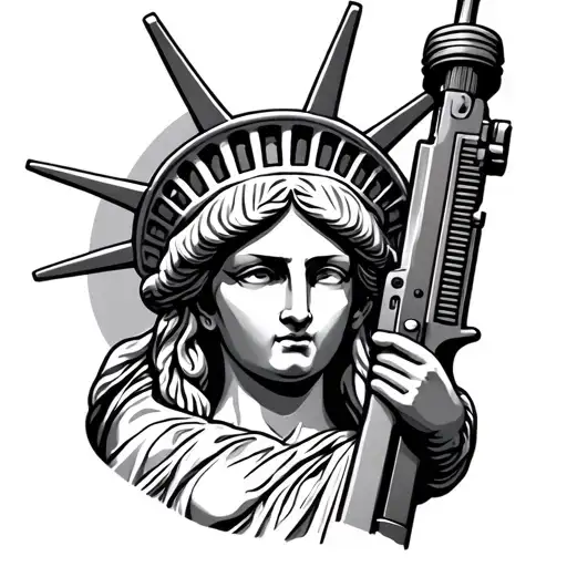 lady liberty holding an ak tattoo design idea
