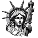 lady liberty holding an ak tattoo design idea