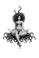 African American medusa goddess sexy fit tattoo design idea