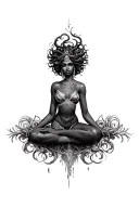 African American medusa goddess sexy fit tattoo design idea