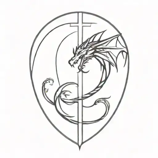cross with dragon  tattoo design idea