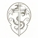 cross with dragon  tattoo design idea