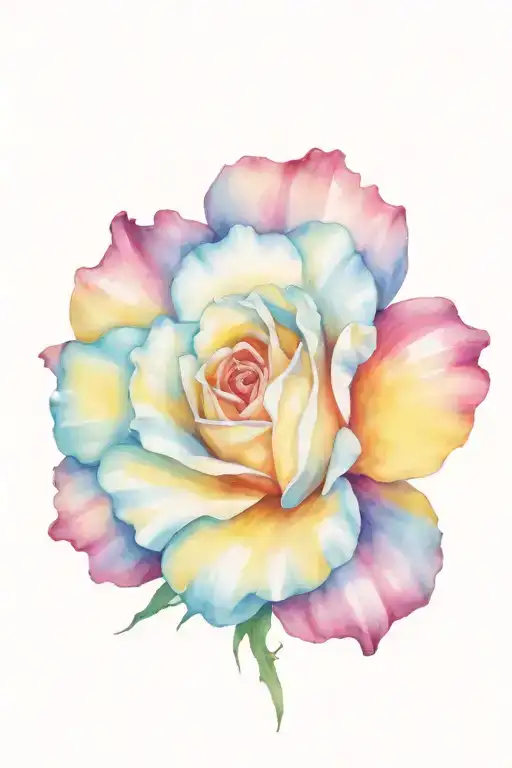 large rose with carnation, daisy and marigold in front tattoo design idea