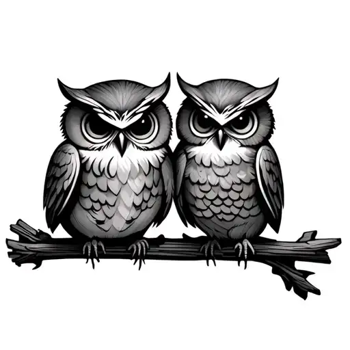 little owl's night characters tattoo design idea