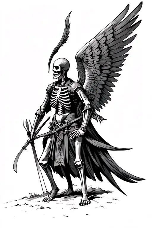 winged hussar skeleton tattoo design idea