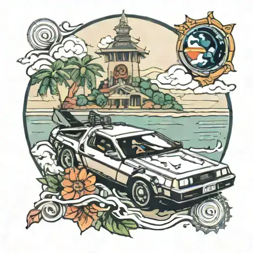 delorean and philippines tattoo design idea