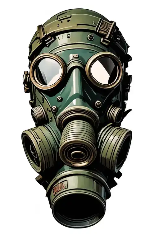 post apocalypse sleeve gas mask tattoo design idea