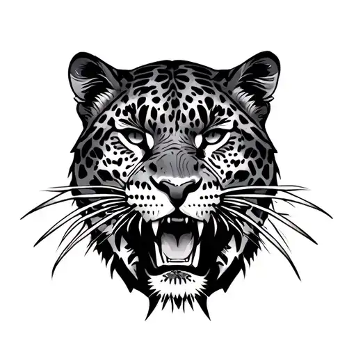 leopard growling shoulder piece tattoo design idea