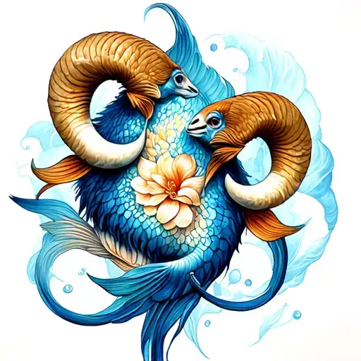 Aries and Pisces combined together with 2012 and 2015 tattoo design idea