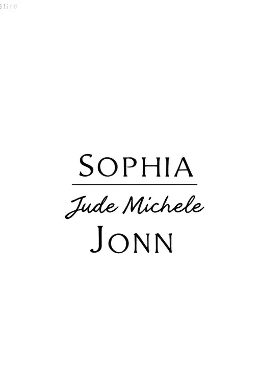 "Sophia Jude Michele Jon " names incorporated tattoo design idea