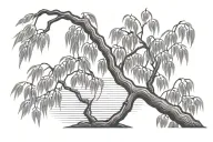 weeping willow branch tattoo design idea