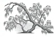 weeping willow branch tattoo design idea