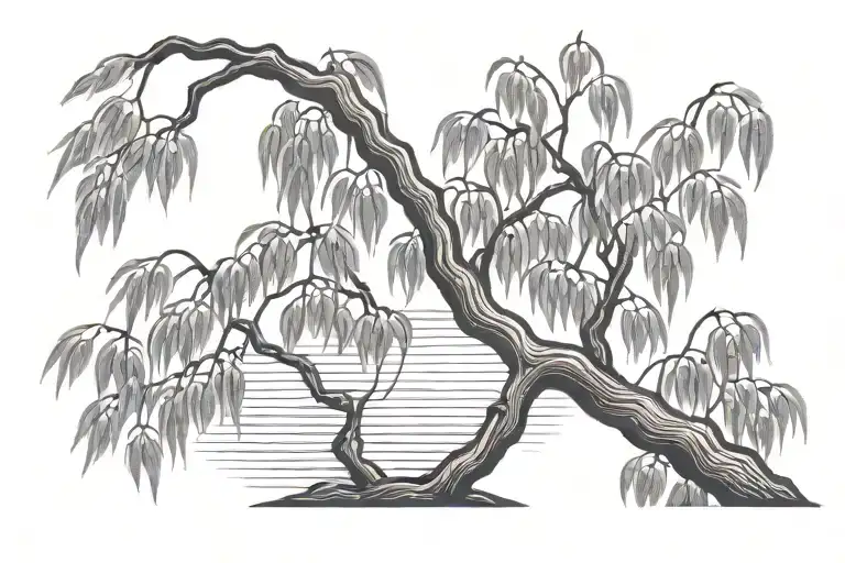 weeping willow branch tattoo design idea