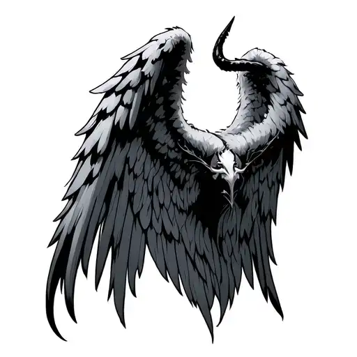 angel wings with devil tattoo design idea