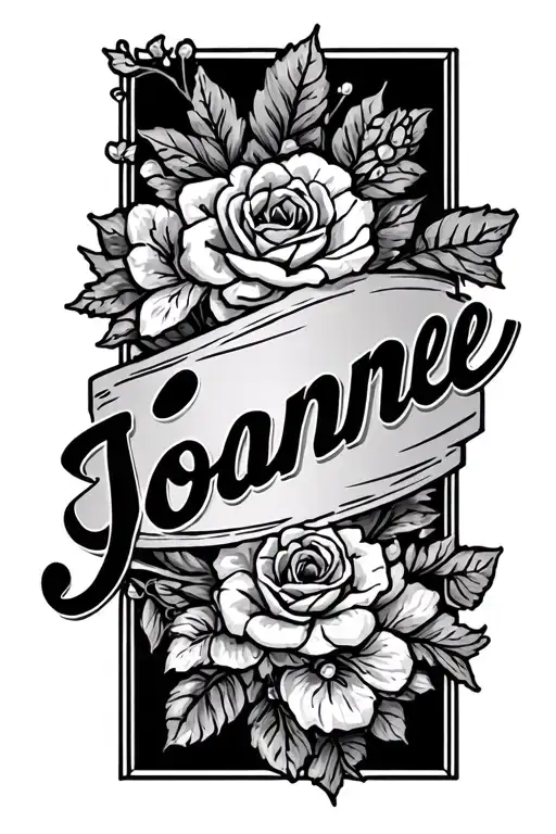 name of grandmother joanne in cursive tattoo design idea