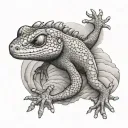 gecko with mountains incorporated into the body  tattoo design idea
