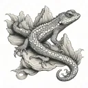 gecko with mountains incorporated into the body  tattoo design idea