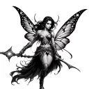 Fairy warrior wielding tattoo design idea