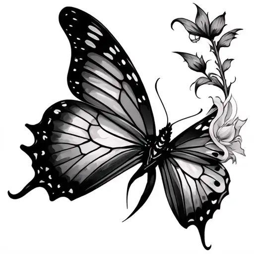 butterfly and demon tattoo design idea