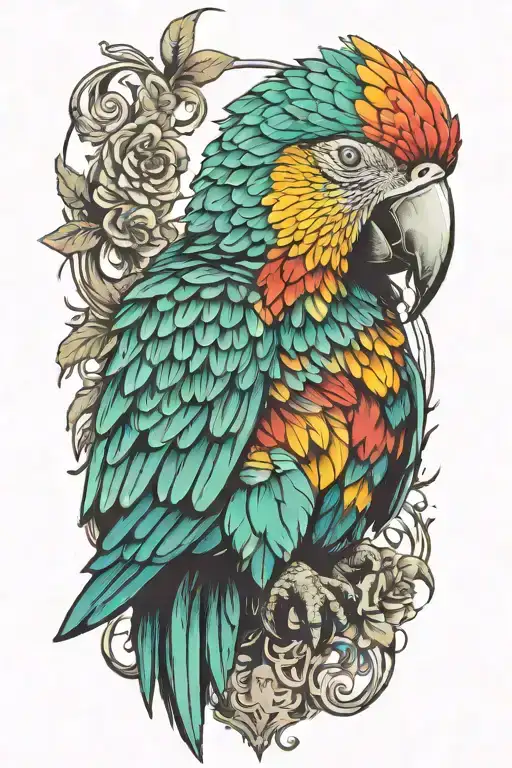 parrot with a puffy shirt tattoo design idea