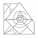 Overlapping squares with eye inside surrounded tattoo design idea