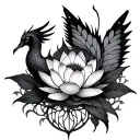 Phoenix, Lotus flower, tree of life, butterfly tattoo design idea