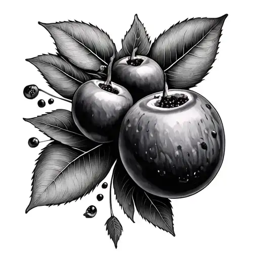 An intricate mandala design incorporating açaí berries and leaves, symbolizing nature and health tattoo design idea