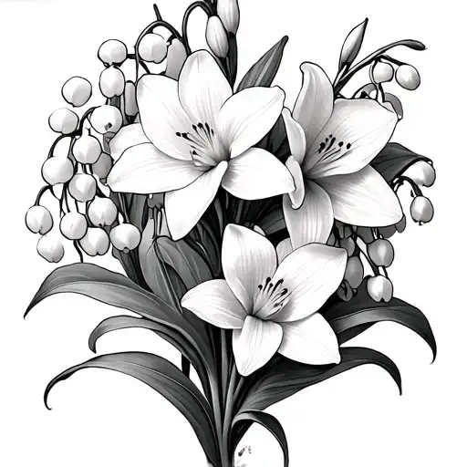 Narcissus And Lily Of The Valley tattoo design idea