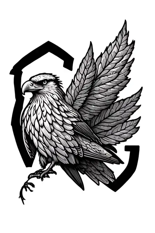 Eagle bright fall leaves tattoo design idea