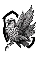 Eagle bright fall leaves tattoo design idea