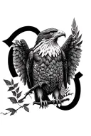 Eagle bright fall leaves tattoo design idea