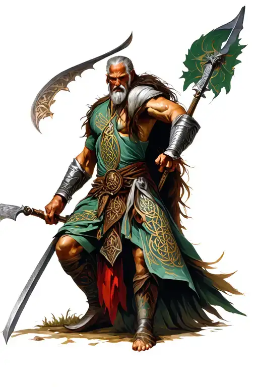 Celtic warrior battling tattoo design idea