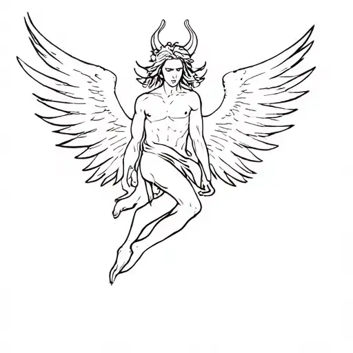 fallen angel lucifer falling tattoo design idea