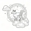 A tattoo design of a farm animal constellation with moons and clouds in the background tattoo design idea