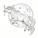 A tattoo design of a farm animal constellation with moons and clouds in the background tattoo design idea