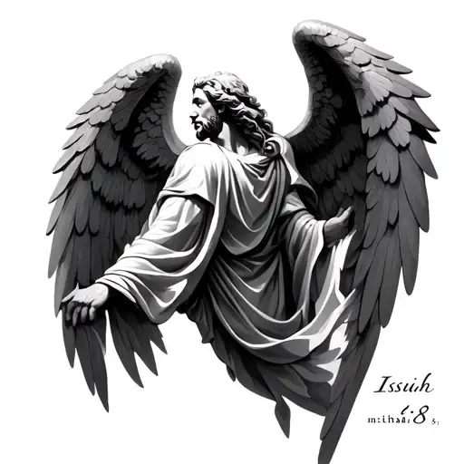 isaiah 6:8 written with arc angel michael tattoo design idea