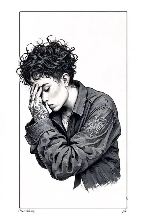 overthinker person tattoo design idea