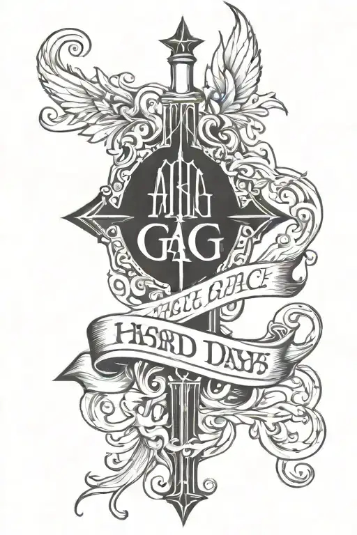 hard days teach amazing grace written vertically tattoo design idea
