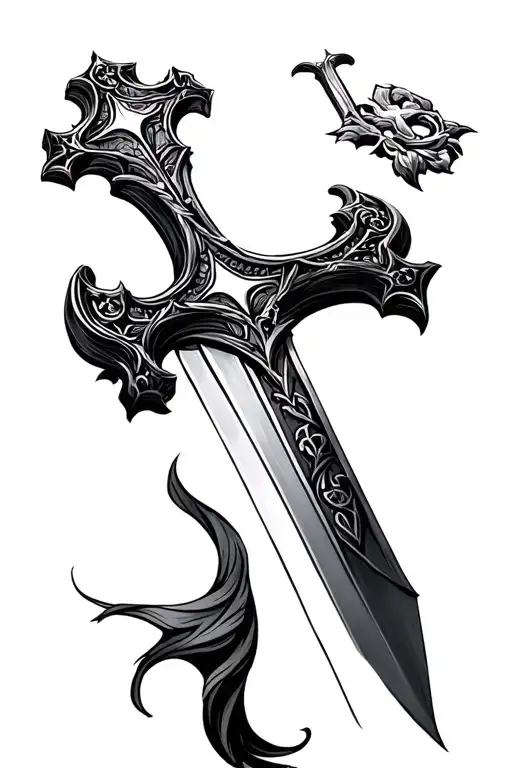 religious cross as a sword tattoo design idea