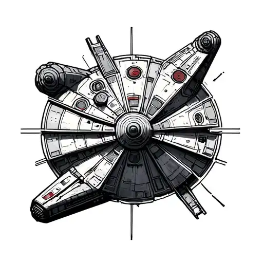 millenium falcon outline drawn tattoo design idea