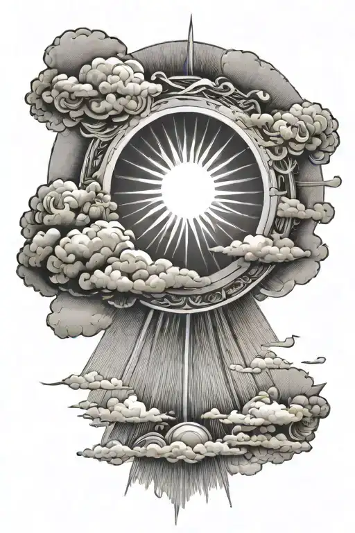 sun rays driving away the clouds  tattoo design idea