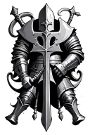 Crusader cross with knight tattoo design idea