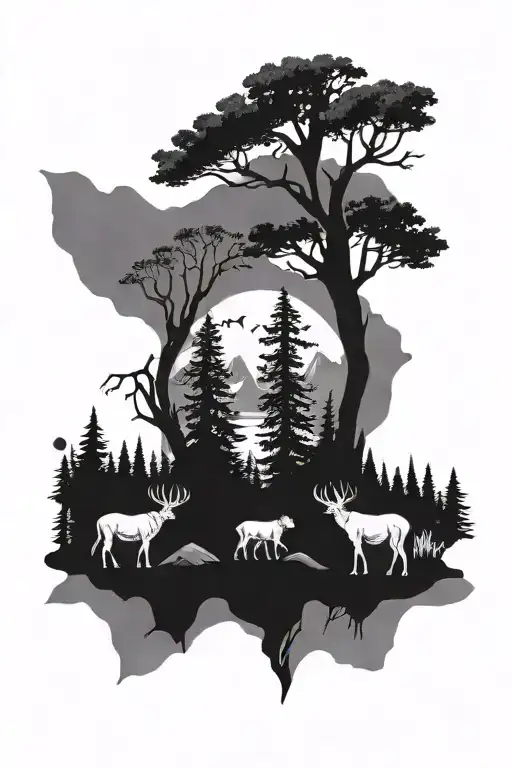 wilderness scene tattoo design idea