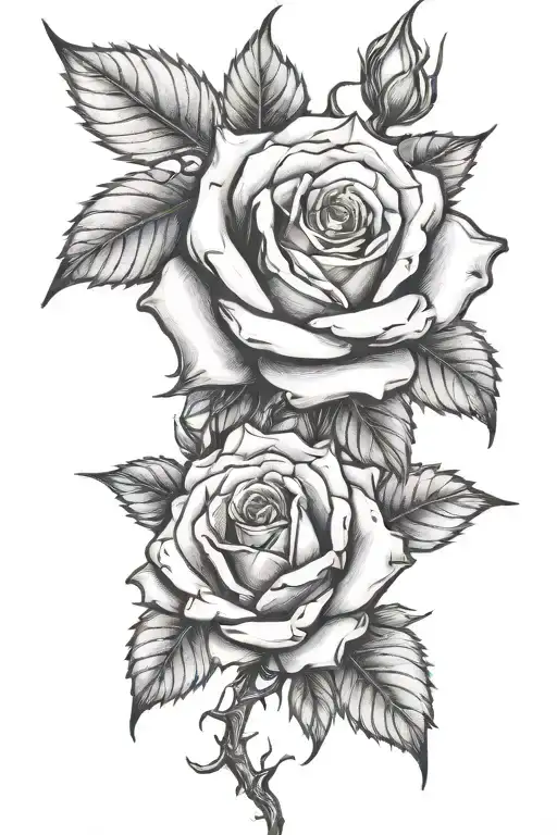rose, thorns tattoo design idea
