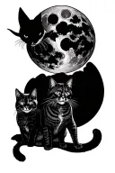 cats on an evil moon rising tattoo design idea