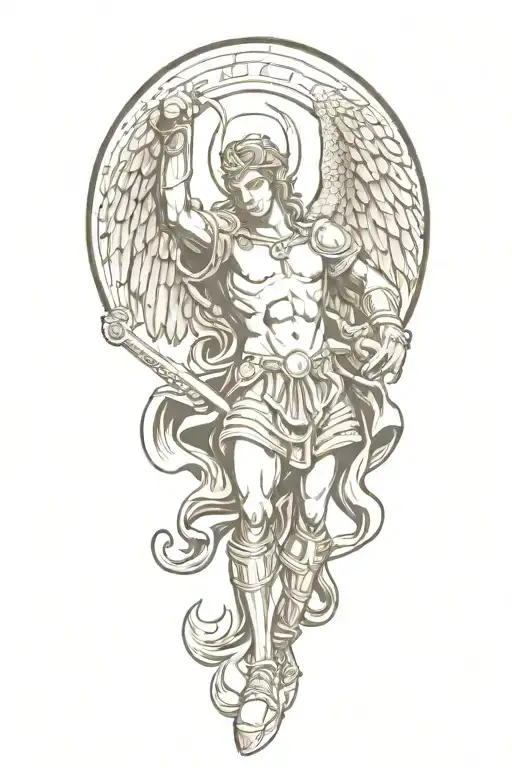 Saint Michael killing a demon with rams head tattoo tattoo design idea