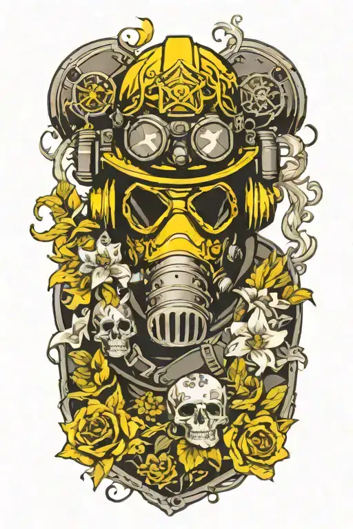 a navy diver turned firefighter. mix in flowers, skulls, and nautical pieces  tattoo design idea