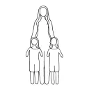 Mother and 3 children, symbolically without faces, more contours tattoo design idea